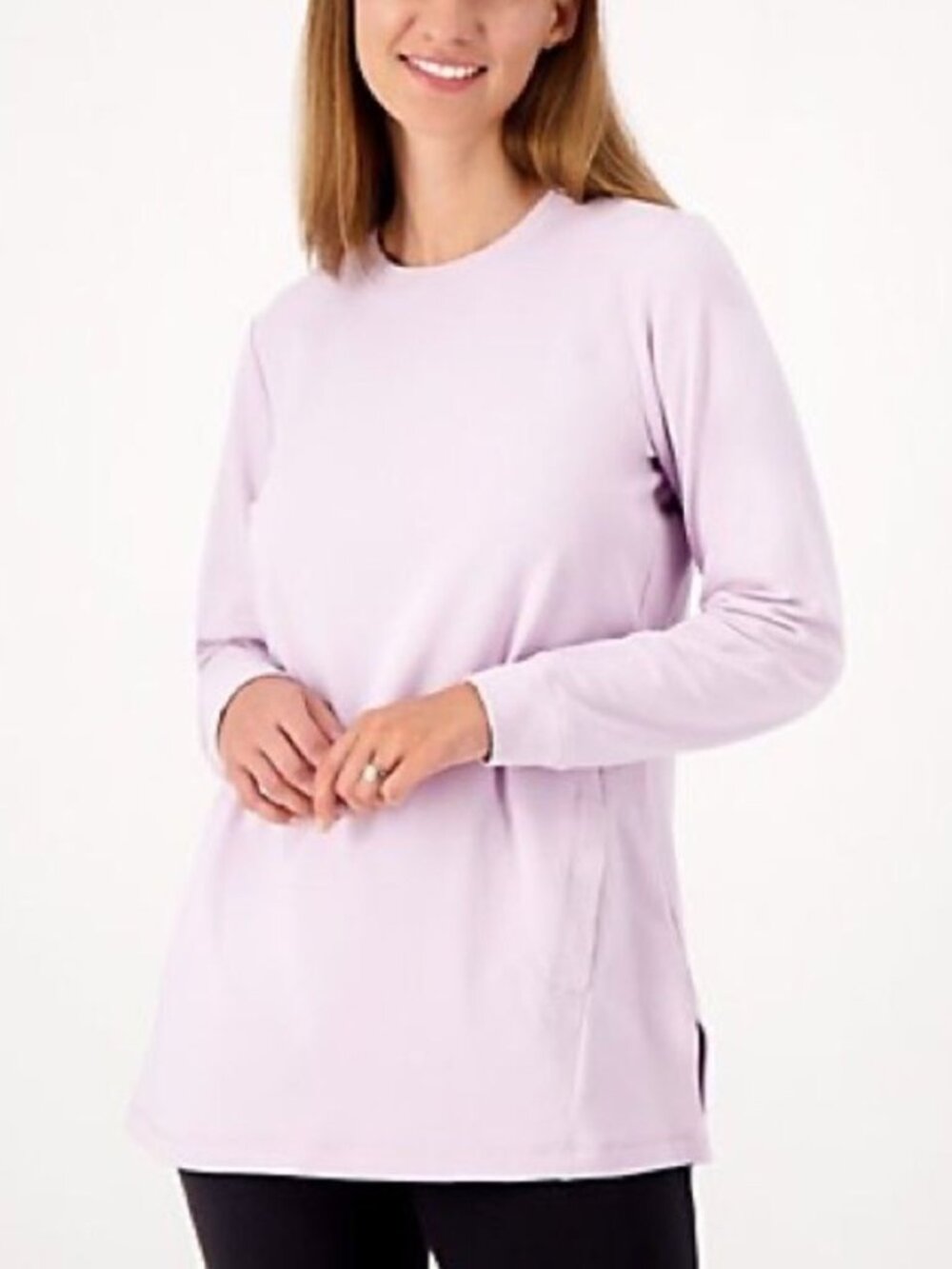 Denim & Co. Active Crew Neck Long Sleeve Tunic
